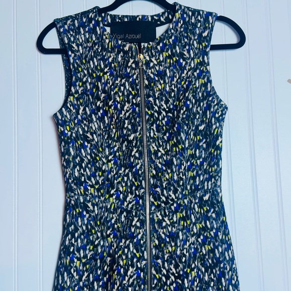 Yigal Azrouel - Speckled Multi Print Zippered Sheath Dress Sz 4 Sleeveless - Picture 3 of 13